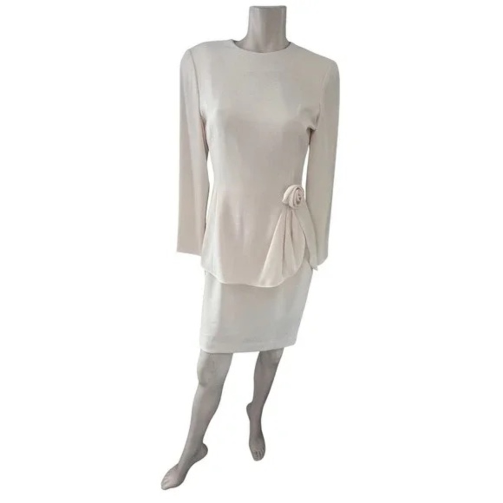 Evan Picone Cream Long Sleeve Dress